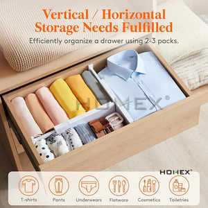 Wholesale <strong>White</strong> Expandable Bamboo <strong>Drawer</strong> Divider Organizer <strong>Set</strong> of 4pcs Adjustable Cabinet Separators |Homex- BSCI Factory - Product Image 3