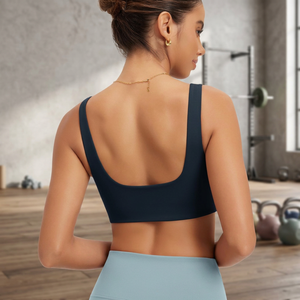 Seamless Performance Medium <b>Support</b> Yoga Sports Bra Lightweight SquareNeck Wirefree <b>Crop</b> <b>Top</b> Front Custom Breathable Wholesale - Product Image 1