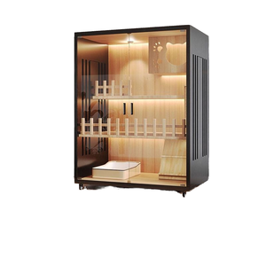 Casa moderna de madera para mascotas, cierre de botón de Metal de cristal, diseño cómodo estilo Villa para gatos, perros, uso en interiores, tamaño personalizado - Product Image 1