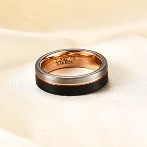 Anillo de Carburo de Tungsteno de 6.8mm, Negro, Oro Rosa, Tres Colores Mezclados, Anillo de Boda Unisex, Joyería - Product Image 3