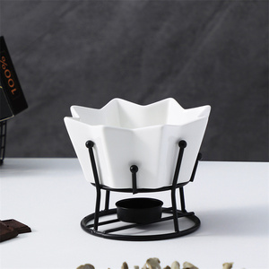 Venta al por mayor restaurante Hotel usado porcelana Chocolate queso <span class=keywords><strong>Fondue</strong></span> Set Mini cerámica <span class=keywords><strong>Fondue</strong></span> ollas con soporte de <span class=keywords><strong>hierro</strong></span> - Product Image 4