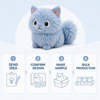 Fabricant OEM/ODM de jouets en peluche chaton bleu mignon et moelleux, personnalisés directement de l'usine, pour marques de distributeurs et commandes en gros