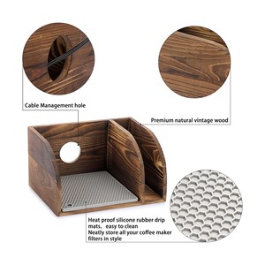 Wooden Coffee Filter Paper <b>Storage</b> <b>Box</b> Rectangle Burnt Color <b>Kitchen</b> Standing Type Neatening <b>Storage</b> - Product Image 4