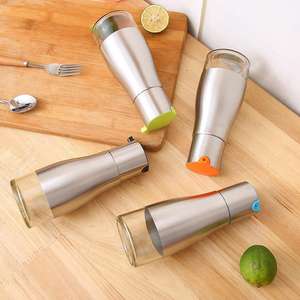 Bouteille d'huile en verre et acier inoxydable de 350 ml, nouveau style, pour cuisine, sauce, vinaigre, vin de cuisine, récipient anti-fuite, vente en gros - Product Image 4