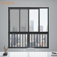 Grande fenêtre coulissante en verre pour appartements - Fenêtre coulissante à cadre en aluminium à isolation thermique avec barreaux de sécurité