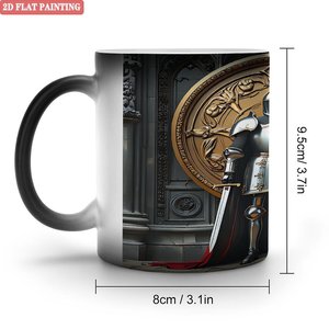 Mug en céramique à poignée incurvée, noir givré, 11 oz, sensible à la chaleur, pour usage quotidien - Product Image 1
