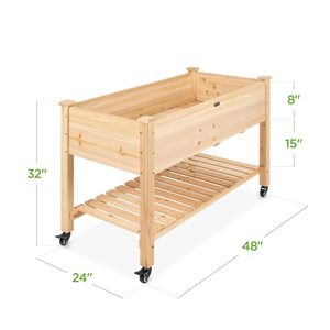 Wooden Elevated Hydroponic Garden <strong>Bed</strong> Planting Box Lockable Wheels Mobile Storage Eco-friendly Home Outdoor <strong>Block</strong> Contemporary - Product Image 6