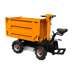 Mini-dumper électrique à trois roues, jaune, avec benne fermée en acier, chariot industriel mobile - Product Image 2