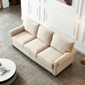 Modern Chesterfield 3-Seater Tufted Fabric <b>Sofa</b> High Back Upholstered Set <b>for</b> Living Room Convertible <b>Sponge</b> <b>for</b> Apartments - Product Image 2