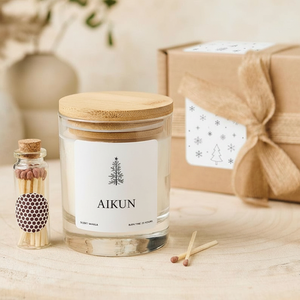 AIKUN Premium Frosted Glass Soy Wax <b>Candle</b> Jar Handcrafted <b>Long</b> Lasting Christmas Scented <b>Candle</b> for Winter Home Decoration - Product Image 2