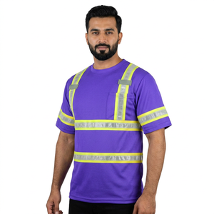 Custom High Visibility Class 2 Reflective LED <b>Flash</b> Waterproof Breathable Safety <b>T</b>-<b>Shirt</b> Half Sleeves Unisex Workwear - Product Image 1