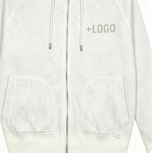Sudadera con capucha y cremallera para mujer, blanca, de ajuste regular, manga larga, color liso, de algodón tejido, con logo frontal, para otoño - Product Image 4