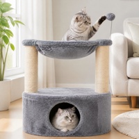 Arbre à chat 2 niveaux en bois écologique, 60 cm, toutes saisons, style simple, pour l'intérieur, avec poteaux d'escalade, griffoirs et petite niche de sommeil