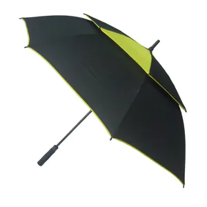 Çin fabrika özel UV büyük rüzgar geçirmez otomatik yağmur hediye promosyon için Golf şemsiyesi Logo baskılı kozmetik kapları