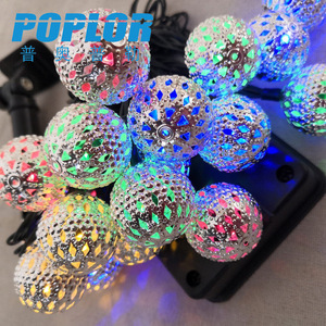Poplor Led Solar Light <b>String</b> 20 Bulbs Moroccan Ball Outdoor <b>Garden</b> Decoration - Product Image 5