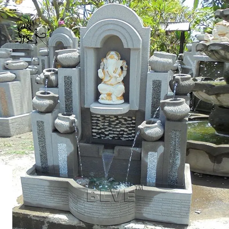 BLVE Casa Decorativa Hindu Deus Mármore Vinayagar Ganesh Estátua Jardim Wall Fontes Indoor Stone Ganesha Fonte De Água