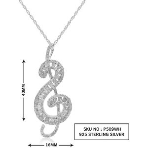 Collar con Colgante de Nota Musical con Diamantes Blancos Jewelspaark, 1.30 Quilates en Total, Plata de Ley Chapada en Rodio, Joyería Moderna para Uso Diario de Mujer - Product Image 4