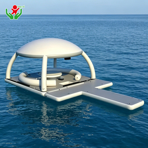 Bar flottant gonflable d'extérieur, comptoir de bar résistant aux UV avec toit de tente pour les stations balnéaires - Product Image 1