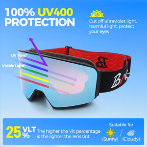 Masque de <span class=keywords><strong>ski</strong></span> demi-cadre tendance, à obstruction minimale, protection UV pour snowboard, couleur personnalisable, <span class=keywords><strong>champ</strong></span> de vision large, anti-buée - Product Image 2