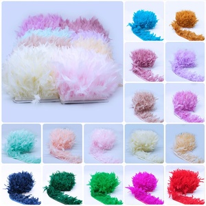 Ruban de plumes de dinde avec paillettes, garniture en plumes pour mariage, bar, danse latine, accessoires de costume de poupée, plumes DIY - Product Image 1