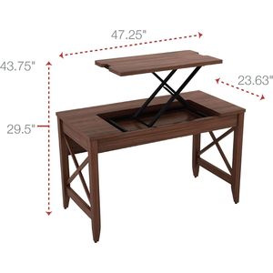 Table de bureau moderne Alera en noyer, réglable en hauteur (de 47,25 po à 43,75 po), 47,25 po x 23,63 po x 29,5 po, pour utilisation informatique - Product Image 6