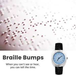Reloj Braille táctil de gran venta 2024 para personas ciegas o ancianos, esfera azul de baja visión (para hombre) - Product Image 2