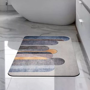 Tapis de bain en terre de diatomée Chenrui, motif géométrique, antidérapant, absorbant, séchage rapide, style minimaliste - Product Image 1
