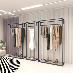 2025 cửa hàng cửa hàng đồ nội thất ăn mặc đứng hiển thị giá vàng quần áo cửa hàng phù hợp treo tường may mặc Giá quần áo giá kệ - Product Image 4