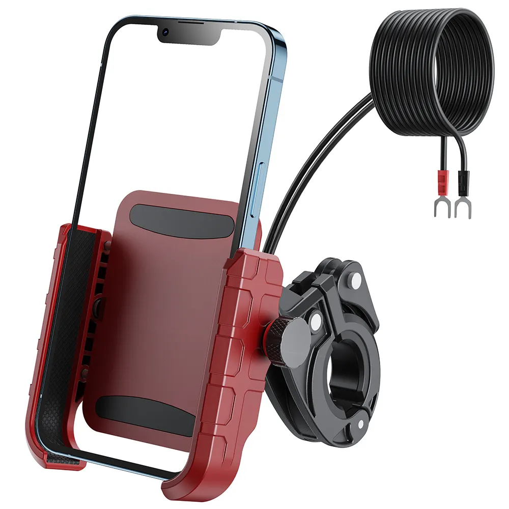 Bike Phone Mount Metal Motorcycle Smartphone Holder for Handlebar Cradle Clamp with 360 Rotate 4.0-7.0 inch Device
