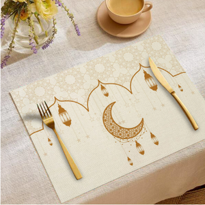 2026 Bestseller Nahost Ramadan Bedrucktes Jute- und Leinen-<span class=keywords><strong>Tischset</strong></span> Festliches Westliches <span class=keywords><strong>Tischset</strong></span> 30*45cm - Product Image 2