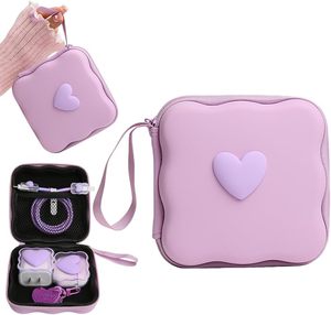 Étui de protection pour chargeur, boîte de rangement pour écouteurs, organisateur de câbles, boîte de rangement pour écouteurs sans fil, violet amour - Product Image 1