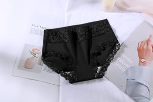 Kunden spezifische Mädchen Unterwäsche Junge Mädchen Spitze Atmungsaktive Mittlere Taille Baumwoll spitze Schwarz Höschen Bilder von Spitze Höschen Bulk - Product Image 6