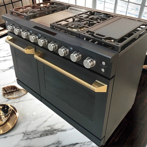 Gas <b>Range</b> 48-inch 8-burner With Oven Convection Freestanding Black Stainless Steel Cooktop American Style - Product Image 1