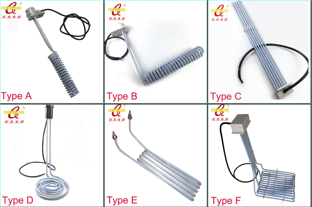 液体タンク用TZCXPTFEコーティング電気管状浸漬ヒーター
