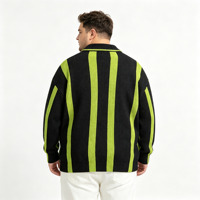 Pulls en tricot à manches longues de style sportswear décontracté, rayés vert fluorescent et noir, avec logo brodé 3D personnalisé