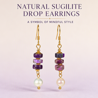 Boucles d'oreilles en pierre naturelle Sugilite, perles, pour la respiration consciente, design de créateur, luxe, chaîne, pour femmes, en argent S925 avec perle