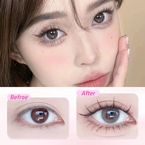 Faux cils semi-faits <span class=keywords><strong>à</strong></span> la main <span class=keywords><strong>à</strong></span> double pointe en poils synthétiques effet épi de blé, bande transparente en plastique, épaisseur 0,12 mm, tige naturelle rigide - Product Image 4