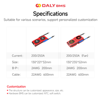 Daly BMS 18650 Pcb Pcba Board Fabricación y montaje 3,2 V Litio Lipo Ev Batería Lifepo4 8S 24V 200A 250A 300A Bms