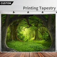 Tapiz de Pared de Poliéster con Impresión Digital HD de Paisaje Forestal de Ensueño, Personalizado al por Mayor, Decoración del Hogar, Fabricante OEM