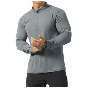 Pull-over de golf sport coupe sèche surdimensionné avec fermeture à glissière quart avec logo Tissu tricoté décontracté à motif solide pour hommes - Product Image 4