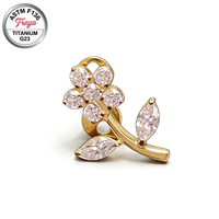 Freya ASTM F136 Implants en Titane et Zircon, Piercing Micro Dermal, Ancre Florale pour le Corps, Ancre Dermal pour Clavicule, Bijoux de Piercing