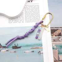 Nouveau porte-clés en métal avec corde tressée colorée, décoration perlée faite à la main, pendentif anti-perte pour sac à dos et clés de voiture