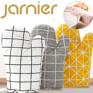 Gants anti-brûlure pour four à <span class=keywords><strong>micro</strong></span>-ondes, résistants aux hautes températures, résistants à l'usure, isolation de cuisine, motif à carreaux blanc/jaune/noir - Product Image 1