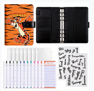 Bonito Set de Carpeta de Anillas de PU con Diseño de Tigger, con <span class=keywords><strong>Sobres</strong></span> para Efectivo, Kit Organizador de Planificador Financiero A5, Rastreador de Facturas Mensual, Regalo - Product Image 1