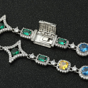 2025 New Arrival Platinum Plated Brass Natural Stone Hip Hop <b>Box</b> Buckle Chain 10g Premium <b>Bracelet</b> Women Men - Product Image 4