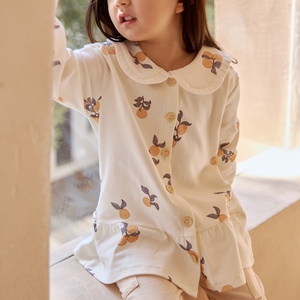 लड़की जैविक कपास कॉलर मुद्रित वसंत कार्डिगन पोशाक - Product Image 3