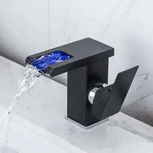 Robinet de salle de bain rotatif à 360 degrés, eau froide et chaude, contrôle de la température de la couleur lumineuse