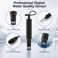 Sensor digital de pH/ORP RS485 Modbus, IP68 a prueba de agua, sonda 3 en 1 para monitoreo en línea de la calidad del agua potable y aguas residuales