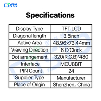 Écran LCD TFT TN 3,5 pouces 320x480 MCU8BIT, haute personnalisation, assurance qualité, solutions HMI de qualité industrielle