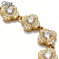 Bracelet Tennis Fleur Plaqué Or 14K Anti-ternissement Zircon Minimaliste Jonc Vente en Gros Bijoux Personnalisés Shiyi